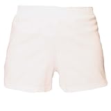 White solid color exercise sport shorts for women and girls. Covered elastic waist & vents. 5 Adult sizes