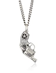 King Baby Revolver Pendant Necklace with Pave Cubic-Zirconia Hand le