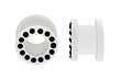 White Acrylic Plug with Black CZ - 00g -Sold as a Pair
