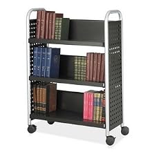 Safco Products Scoot Single Sided 3 Shelf Book Cart (5336BL)