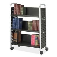 Safco Scoot? Single Sided 3 Shelf Book Cart Black