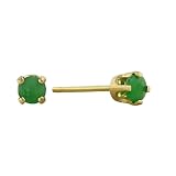 10K Yellow Gold 3MM Emerald Stud
