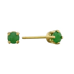 Buy 10K Yellow Gold 3MM Emerald Stud