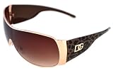 DG Eyewear Oversized Animal Print Fashion Sunglasses (Leopard with Gold Trim)