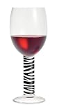 Red Wine Glass, Navaja, Zebra Stripe Stem w/ Matching Napkin. Designer Embossed Stem Red Wine Goblet