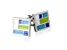 Retro Enamel Green, White, and Blue Square Cufflinks in Rhodium Silver Setting with Presentation Box