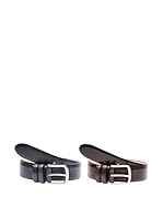 Ortiz&Reed Cinturón Piel x2 SET-CDP14-CDP15 (Azul Marino)