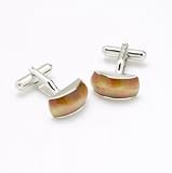Mens Designer Fashion Cufflinks - Brown / Orange Squares