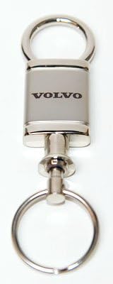 Volvo Logo Satin Chrome Valet Keychain with Detachable Ring Key Fob Official Licensed