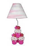 Adorable Hot Pink Strawberry Cupcake Table Lamp