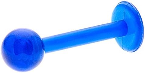 Blue Bioplast Acrylic Labret Stud Lip Ring Tragus Earring 16G 3/8"