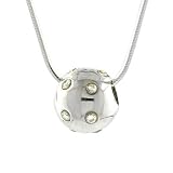 Sterling Silver Snake Chain w/Crystals Ball Necklace 18