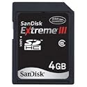 SanDisk 4 GB Extreme III SDHC Card (SDSDRX3-4096-A21, Retail Package)