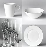 Gordon Ramsay tableware by Royal Doulton. Relaxed dining boxed set of 2 s of wine glasses, and white bone china with platinum rim mugs, 30.5cm plate, all purpose bowls