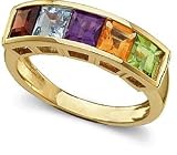 Multi Color Channel Set Gemstone Ring in 14K Yellow Gold