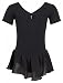 Kurzarm Ballettanzug Betty mit Chiffon Röckchen, schwarz, Größe:104/110