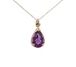 14k Yellow Gold Pear-Shaped Amethyst Pendant with Rope Trim, 18"