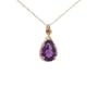 14k Yellow Gold Pear-Shaped Amethyst Pendant with Rope Trim, 18"