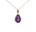 14k Yellow Gold Pear-Shaped Amethyst Pendant with Rope Trim, 18"