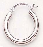 14kt White Gold Hoop Earrings- E3509