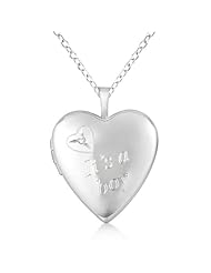 Sterling Silver Heart "Its A Boy" Diamond Locket Necklace (0.01ct)