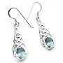Sterling Silver Celtic Knot Blue Topaz Hook Earrings