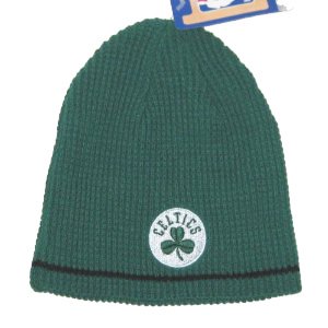Boston Celtics NBA Green & Black REVERSIBLE Ribbed Knit Beanie Hat