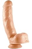 Bombex 8.2 Inch 100% Silicone Plus Hard On Realistic Suction Cup Dildo With Balls - Whopper Dong W/Balls, Flesh ,100% Satisfaction Guaranteed