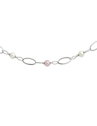 Sterling Silver 8-9mm White & Pink Fw Cultured Pearl Necklace