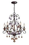 Lite Source C71145 Bellva 5-Lite Ceiling Lamp - Dark Bronze And Crystals