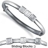 Jewelco London Solid Sterling Silver Flat diamond cut Baby/Children's expanding Bangle - ABC Blocks