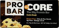 ProBar Core Protein Bar Gluten Free Cookie Dough -- 12 Bars