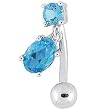 14K White Gold Top Mount Genuine Blue Topaz Belly Ring