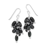 .925 Silver & Faceted Onyx Cluster Earrings