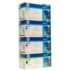 Genuine HP CE250X, CE251A, CE252A, CE253A TONER SET BCYM LJ CP3525 CM3530 Sealed In Retail Packaging.