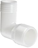 Thogus Nylon Tube Fitting, 90 Degree Elbow, White, NPT Male x Barbed