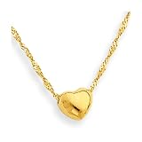 14k Gold 16 Chain with Heart Charm Necklace