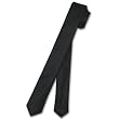 Biagio BAMBOO SILK Narrow NeckTie EXTRA Skinny BLACK Thin Men's 1.5" Neck Tie