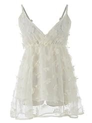 V-neck Floral Print Sheer Applique Mini Dress 