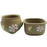 Happy Bonsai Porcelain Painting Yixing Pots (Set of 2)