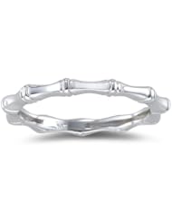 Bamboo style Ring in 18K White Gold
