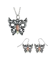 Oxidised Black Hills Silver Butterfly Jewelry Set