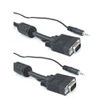 3ft SVGA HD15 Male to Male Monitor Cable with 3.5mm Audio Stereo Jack - Black - Great for hooking up projectors and computer flat panel display monitors - HDTV - Plasma Televisions - LCD TV