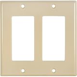 Leviton Decora 2 Gang Wallplate, Decora/Decora, Ivory  #001-80409-00I