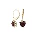 14K Yellow Gold Heart Shaped Garnet Fashion Earrings