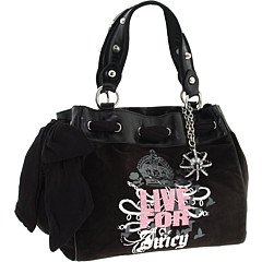 Juicy Couture Glam Crown Velour Classic Daydreamer Bag Tote Black