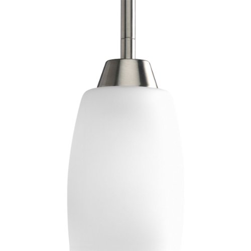 Progress Lighting P5108-09 1-Light Mini-Pendant with Etched Glass, Brushed Nickel