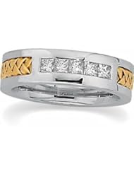 Jewelplus Handwoven Two Tone Diamond Duo Band 14K White/Yellow 1/2Ctw Ladies Size 7