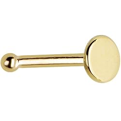 Solid 14KT Yellow Gold Flat Disc Nose Bone