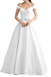 Sexy V-neck Natural   Waistline Applique Satin Wedding Dress 